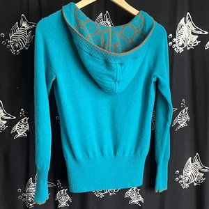 SMARTWOOL Teal hoodie pullover sweater - Dazzle Dot